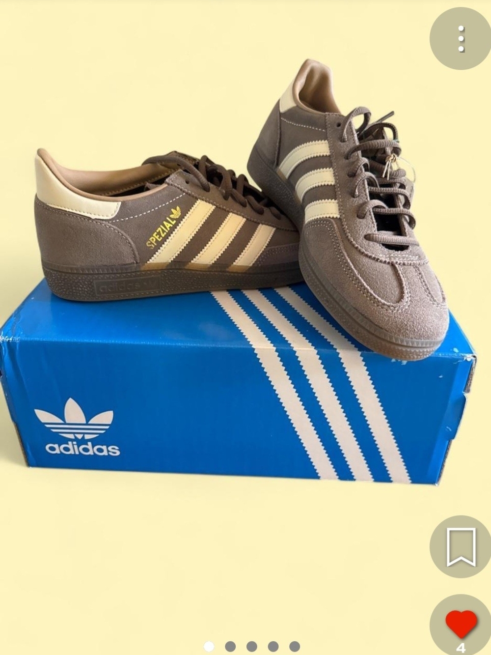 adidas Handball Spezial Brown with Cream Three-Stripe Sneakers Mens 7.5 Womens 9